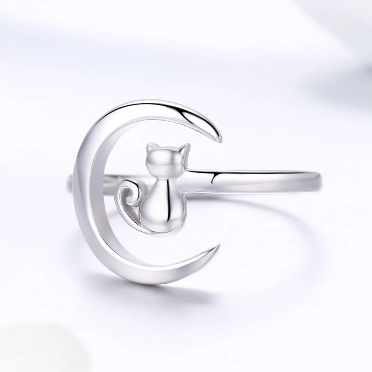 Pandora Style Silver Moon & Cat Ring - SCR451