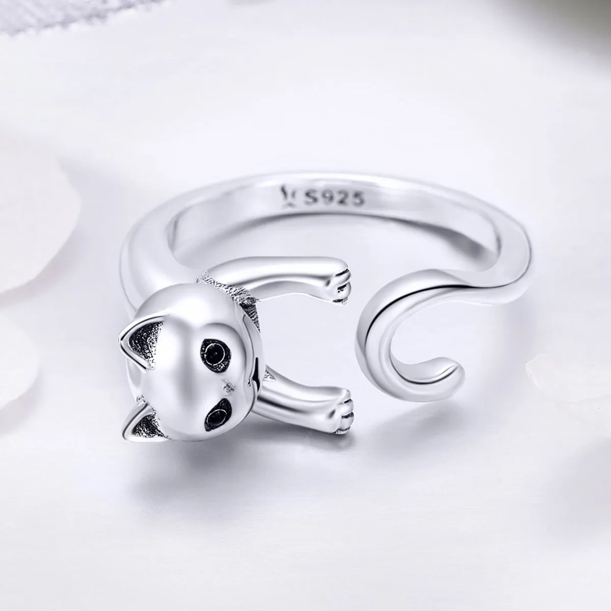 Pandora Style Silver Naughty Cat Ring - SCR409