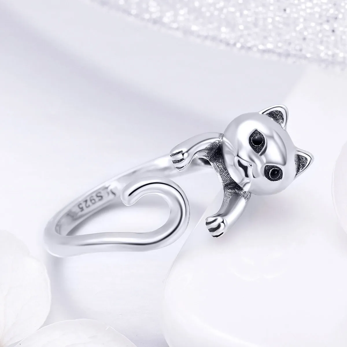 Pandora Style Silver Naughty Cat Ring - SCR409