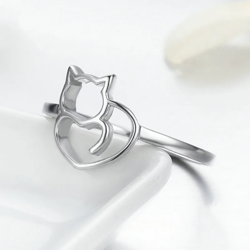 Pandora Style Silver Naughty Kitten Ring - SCR104