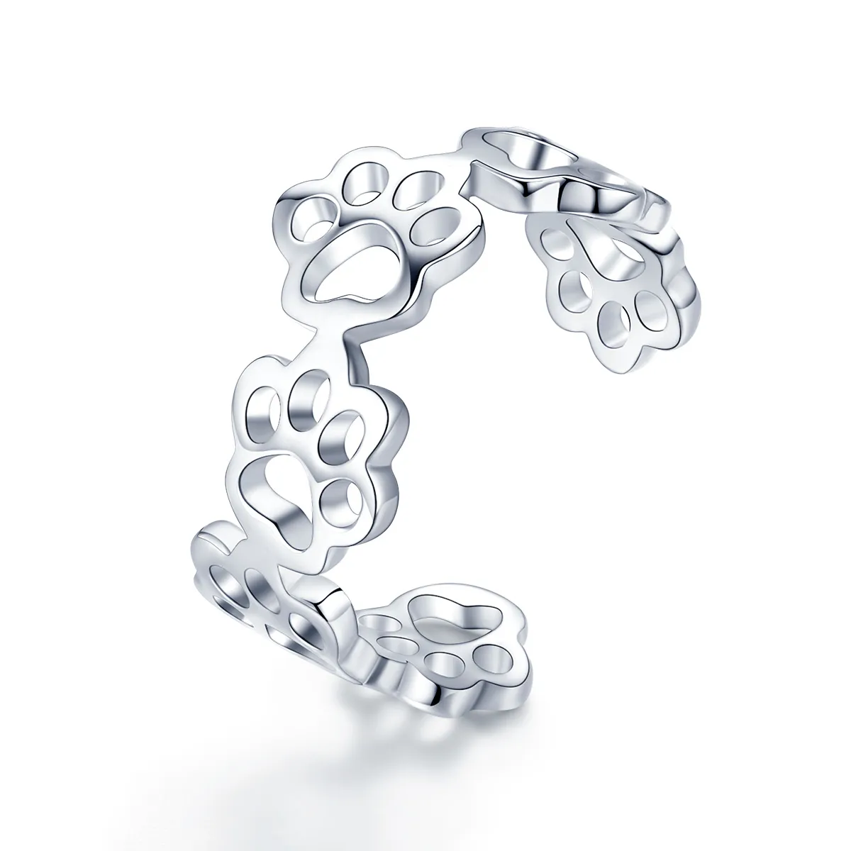 Pandora Style Silver Paw Trail Ring - SCR424