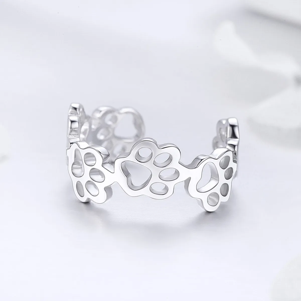 Pandora Style Silver Paw Trail Ring - SCR424