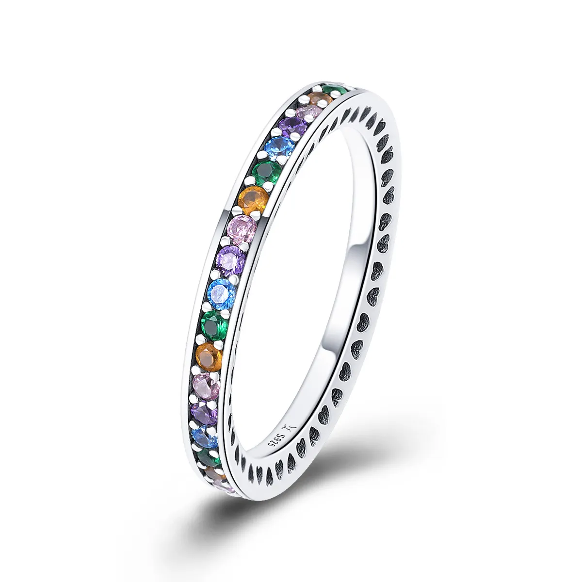 pandora style silver rainbow ring scr392