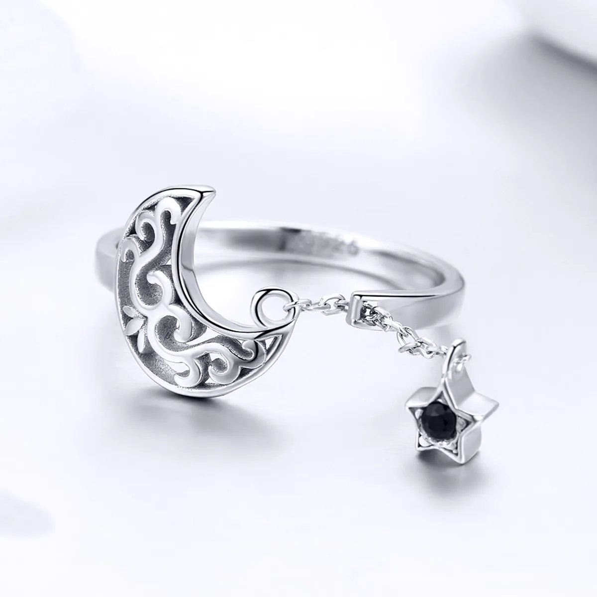 Pandora Style Silver Starlight Moon Ring - SCR479