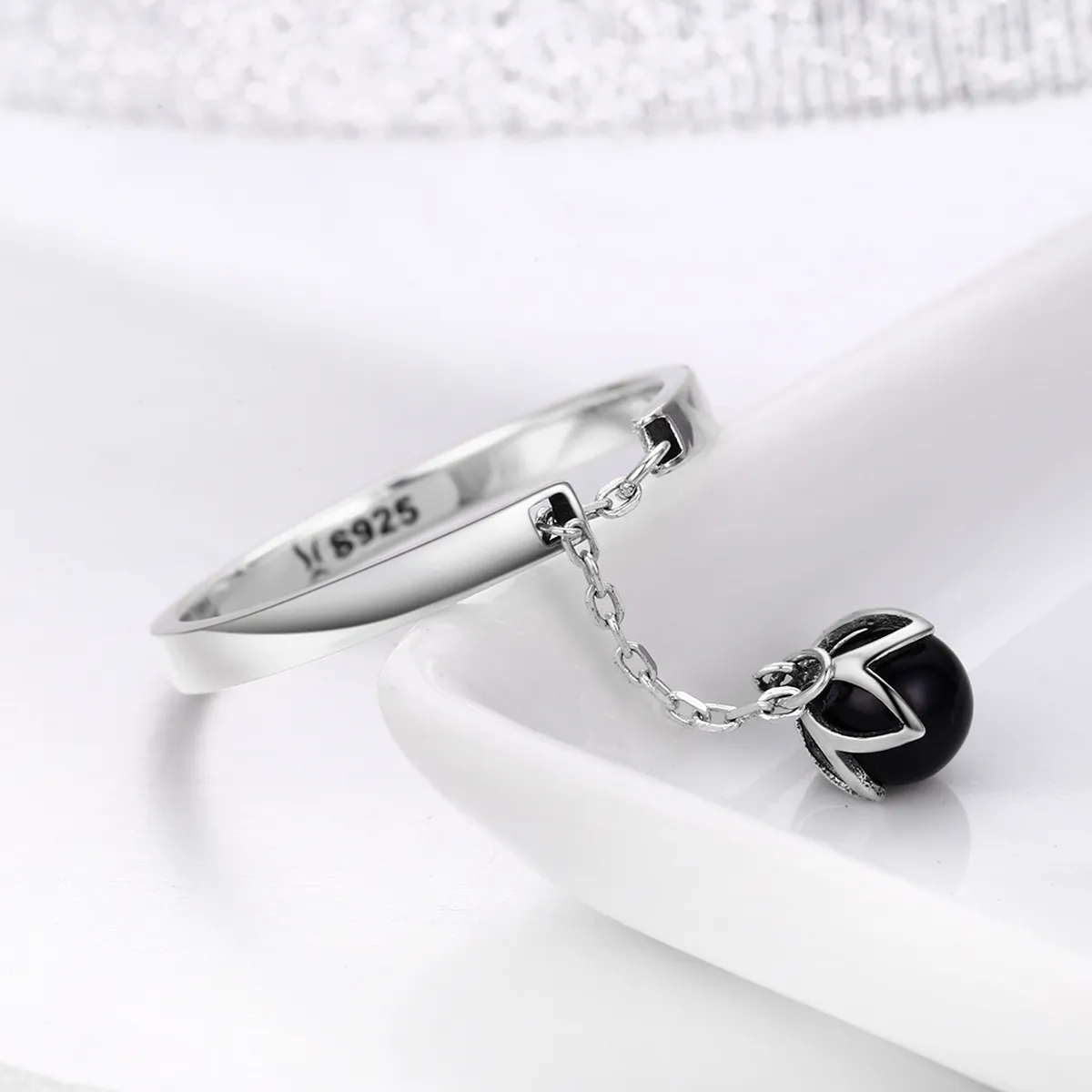 Pandora Style Silver Tears of Flowers Justerbar Ring - SCR314