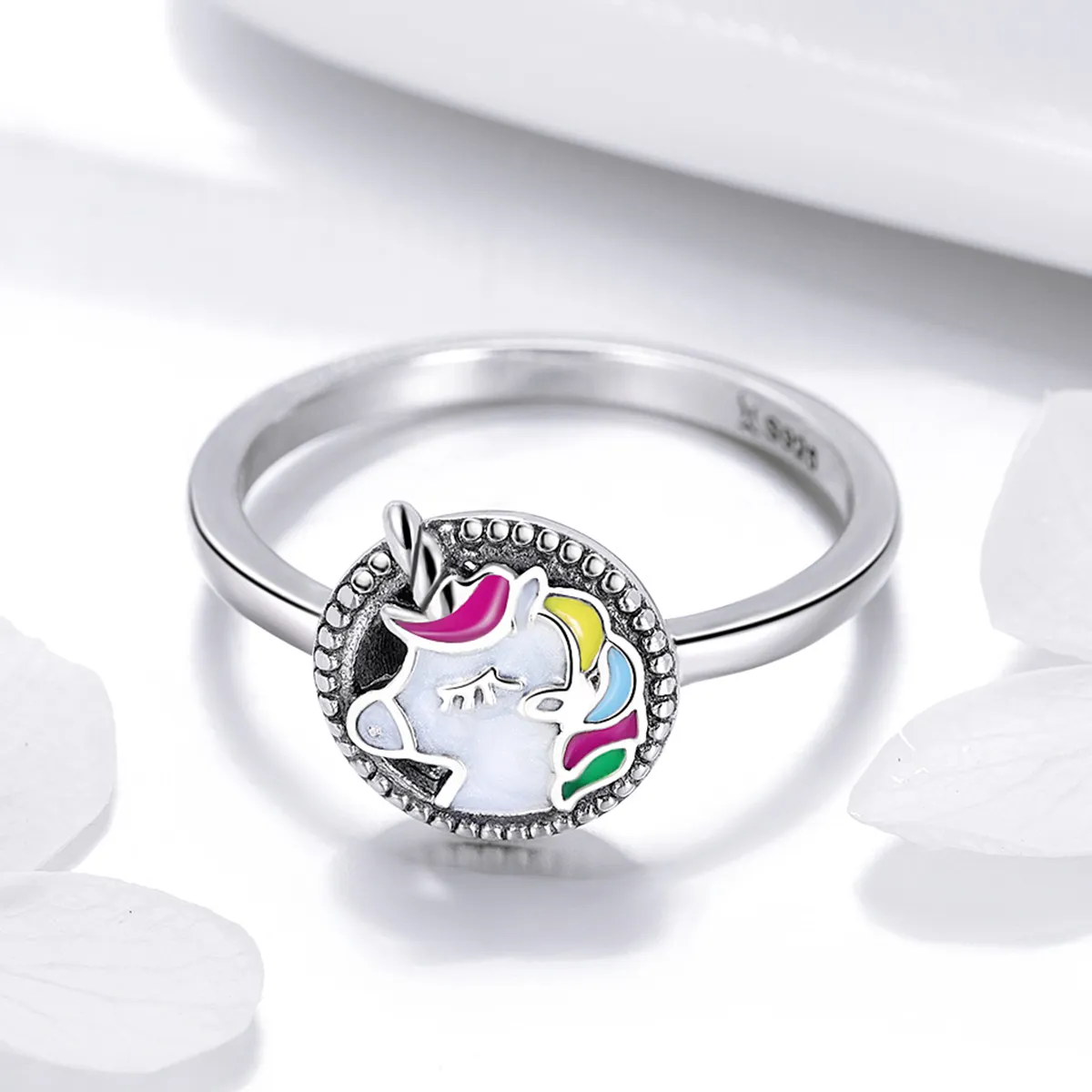 Pandora Style Silver Unicorn Memory Ring - SCR388