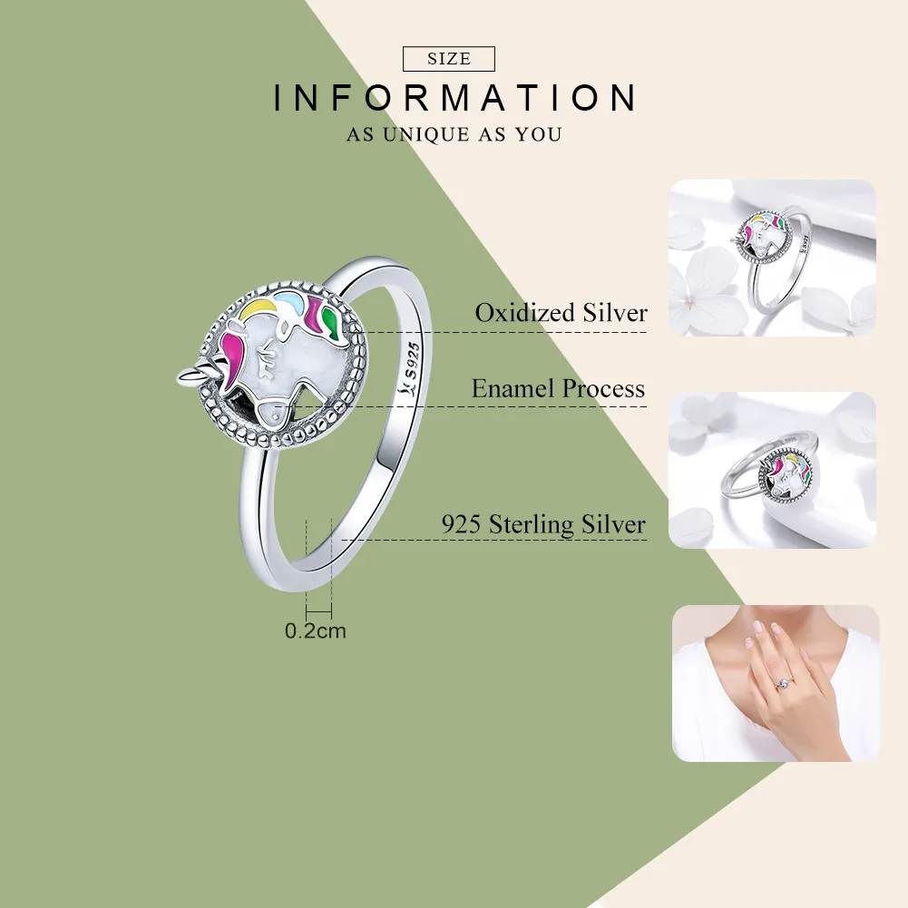 Pandora Style Silver Unicorn Memory Ring - SCR388