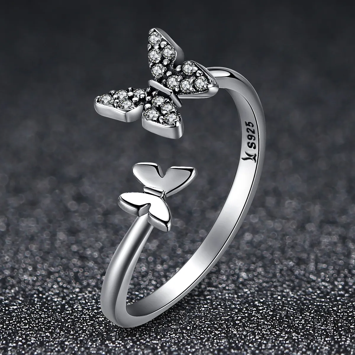 Pandora Style Sølv Butterfly Dance Ring - SCR087